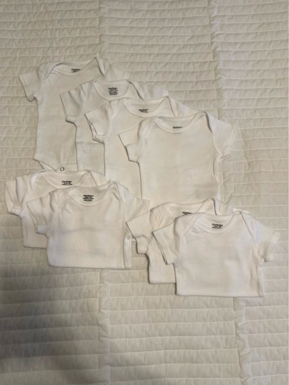 Gerber White Short-Sleeve Baby Bodysuit Set - 8 Pack
